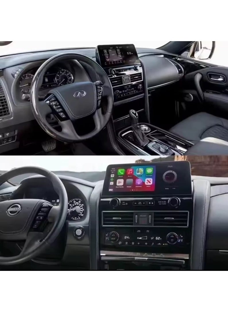 فيريكس شاشة سيارة أندرويد مقاس 12.3 بوصة لنيسان باترول Y62 موديلات 2010-2019 | ترقية وسائط متعددة بتصميم أصلي مع ألواح جانبية وشاحن لاسلكي | ذاكرة وصول عشوائي 8 جيجابايت، ذاكرة تخزين داخلية 128 جيجابايت | دعم لاسلكي لـ CarPlay وAndroid Auto | طقم كامل - Image 4